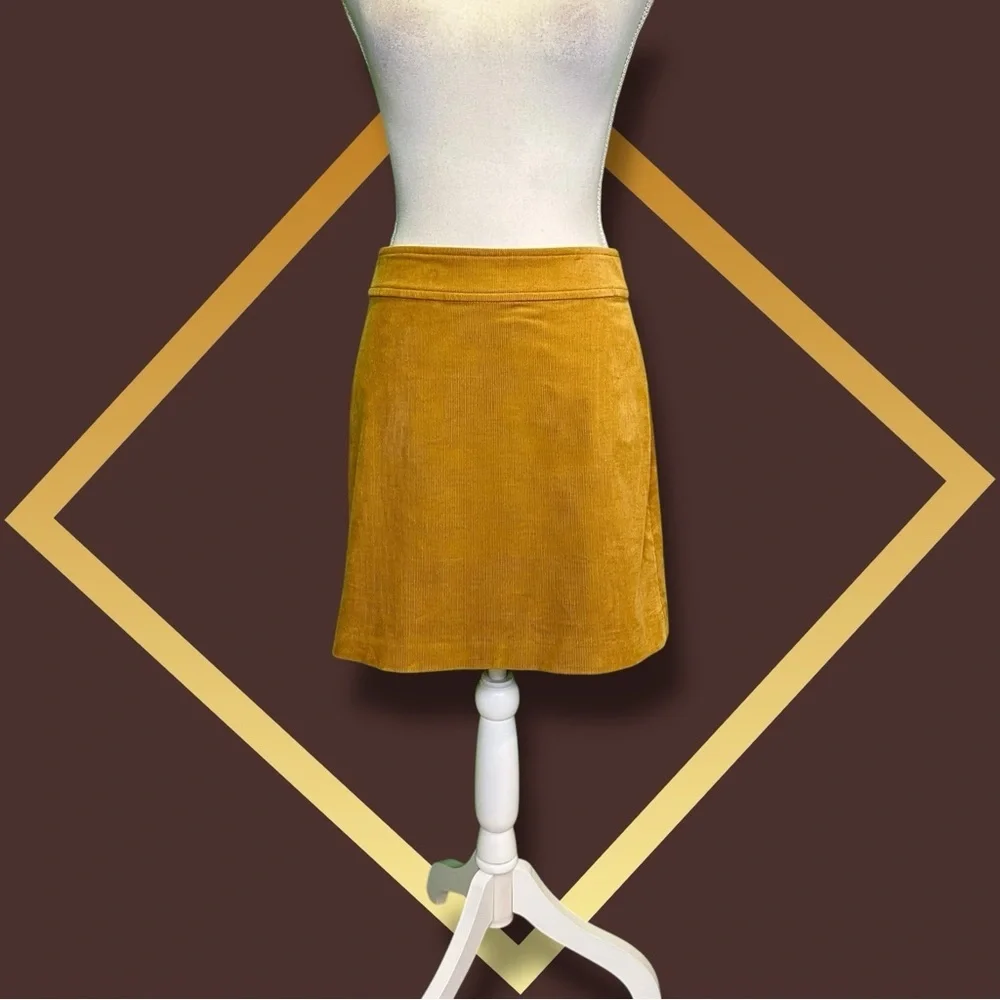 J. Crew Mercantile Corduroy A-Line Mini Skirt in “Marigold Deep Yellow” Size 2 - Picture 2 of 14